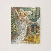 Vintage Weihnachten, viktorianischer Engel mit Bau Puzzle (Vertikal)