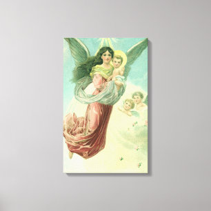 Vintage Weihnachten, viktorianischer Engel mit Jes Leinwanddruck