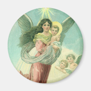 Vintage Weihnachten, viktorianischer Engel mit Jes Magnet
