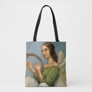 Vintage Weihnachten, viktorianischer Engel mit Mus Tasche