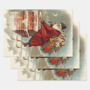 Vintage-Weihnachten viktorianischer Heiliger Nikol Geschenkpapier Set