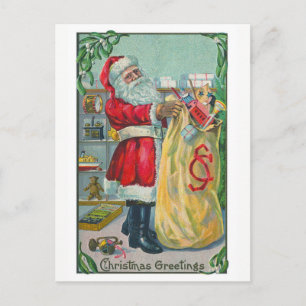 Vintage Weihnachten, viktorianischer Weihnachtsman Feiertagspostkarte