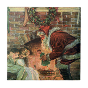 Vintage Weihnachten, viktorianischer Weihnachtsman Fliese