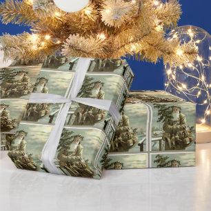 Vintage Weihnachten, viktorianischer Weihnachtsman Geschenkpapier