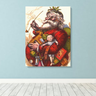Vintage Weihnachten, viktorianischer Weihnachtsman Leinwanddruck