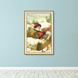 Vintage Weihnachten, viktorianischer Weihnachtsman Leinwanddruck
