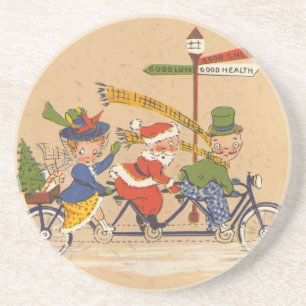 Vintage Weihnachten, viktorianischer Weihnachtsman Sandstein Untersetzer