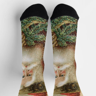 Vintage Weihnachten, viktorianischer Weihnachtsman Socken
