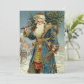 Vintage Weihnachten Viktorianischer Weihnachtsmann Einladung (Stehend Vorderseite)