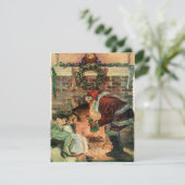 Vintage Weihnachten Viktorianischer Weihnachtsmann Einladung (Stehend Vorderseite)