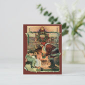 Vintage Weihnachten Viktorianischer Weihnachtsmann Einladung (Stehend Vorderseite)