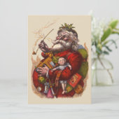 Vintage Weihnachten Viktorianischer Weihnachtsmann Einladung (Stehend Vorderseite)