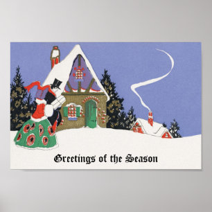 Vintage Weihnachten, viktorianisches Paar auf dem  Poster