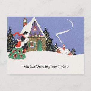 Vintage Weihnachten, viktorianisches Paar auf dem  Postkarte