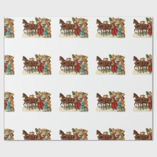 Vintage Weihnachten, Vintage Pferdeschlitten Weihn Geschenkpapier