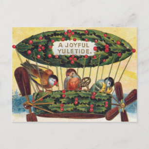 Vintage Weihnachten - Vögel in einem Luftschiff