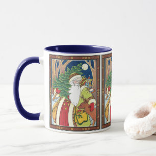 Vintage Weihnachten, Weihnachtsmann Hirsche im Wal Tasse