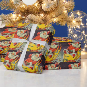 Vintage Weihnachten, Weihnachtsmann in einem Raums Geschenkpapier