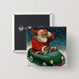 Vintage Weihnachten, Weihnachtsmann in einem süßen Button