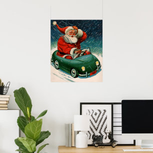 Vintage Weihnachten, Weihnachtsmann in einem süßen Poster