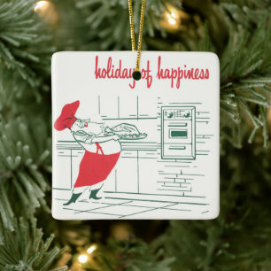 Vintage Weihnachten, Weihnachtsmann Koch und Truth Keramikornament