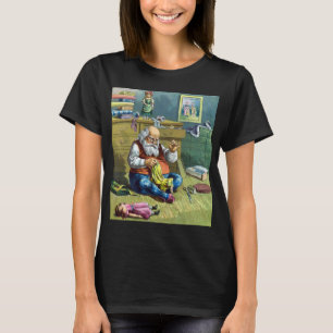 Vintage Weihnachten, Weihnachtsmann macht Spielzeu T-Shirt