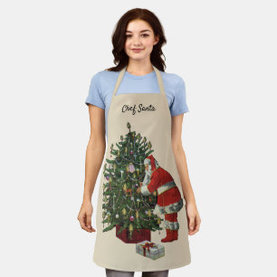 Vintage Weihnachten, Weihnachtsmann mit Geschenken Schürze