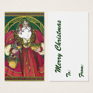 Vintage Weihnachten, Weihnachtsmann mit Stechpalme