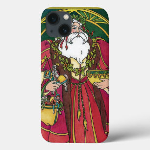 Vintage Weihnachten, Weihnachtsmann mit Stechpalme Case-Mate iPhone Hülle