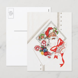 Vintage Weihnachten, Weihnachtsmann mit Zuckerstan Feiertagspostkarte