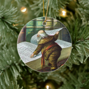 Vintage Weihnachten, Weihnachtsmann Naughty Nice L Keramikornament