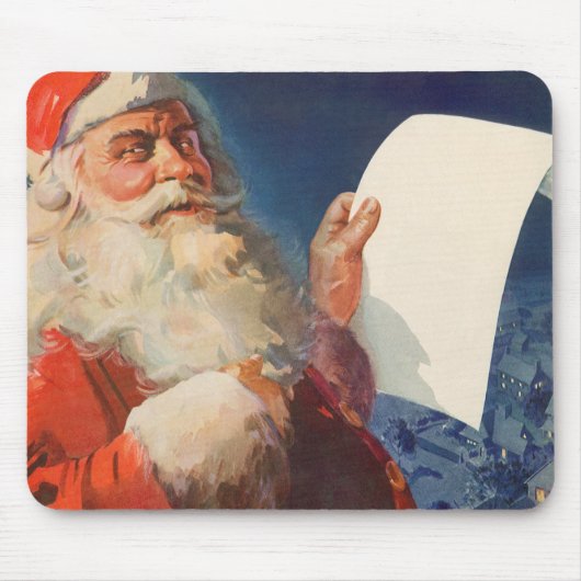Vintage Weihnachten, Weihnachtsmann Naughty Nice L Mousepad (Vorne)