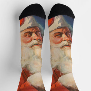 Vintage Weihnachten, Weihnachtsmann Naughty Nice L Socken