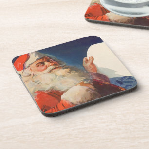 Vintage Weihnachten, Weihnachtsmann Naughty Nice L Untersetzer