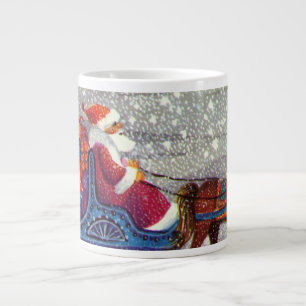 Vintage Weihnachten, Weihnachtsmann Pferdeschlitte Jumbo-Tasse
