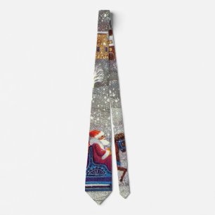 Vintage Weihnachten, Weihnachtsmann Pferdeschlitte Krawatte