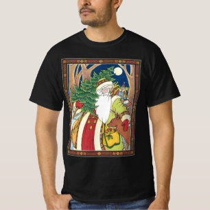 Vintage Weihnachten, Weihnachtsmann Reh im Wald T-Shirt