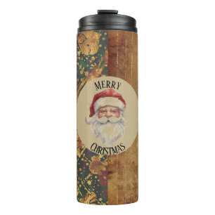Vintage, Weihnachten, Weihnachtsmann, Rot Gold Grü Thermosbecher