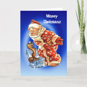 Vintage Weihnachten, Weihnachtsmann Schlangenbesch Feiertagskarte