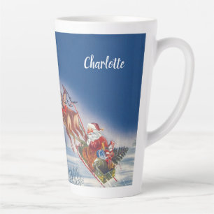 Vintage Weihnachten, Weihnachtsmann Schlitten und  Milchtasse