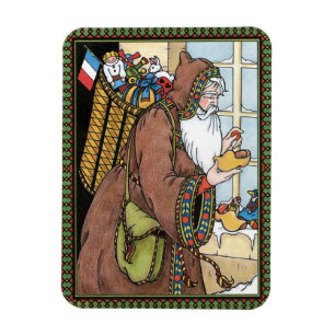 Vintage Weihnachten, Weihnachtsmann Spielzeug Holz Magnet