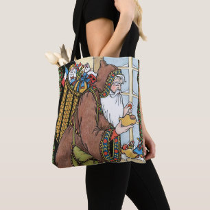 Vintage Weihnachten, Weihnachtsmann Spielzeug Holz Tasche