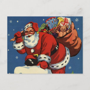 Vintage Weihnachten, Weihnachtsmann steigt durch d Feiertagspostkarte