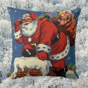 Vintage Weihnachten, Weihnachtsmann steigt durch d Kissen