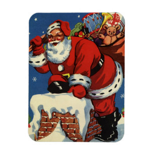 Vintage Weihnachten, Weihnachtsmann steigt durch d Magnet