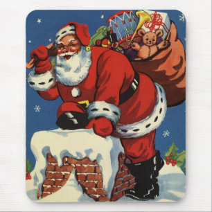 Vintage Weihnachten, Weihnachtsmann steigt durch d Mousepad
