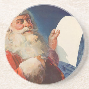 Vintage Weihnachten, Weihnachtsmann unartige nette Untersetzer