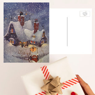 Vintage Weihnachten, Weihnachtsmann-Werkstatt Nord Feiertagspostkarte