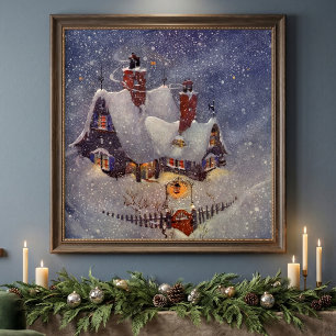Vintage Weihnachten, Weihnachtsmann-Werkstatt Nord Poster