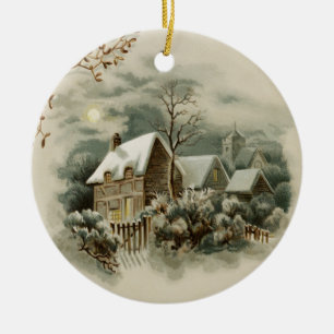 Vintage-Weihnachten Winter-Land-Ornament Keramik Ornament